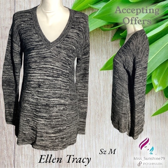 Ellen Tracy - Sz M - lightweight hi low sweater comfy v neck - Picture 5 of 5